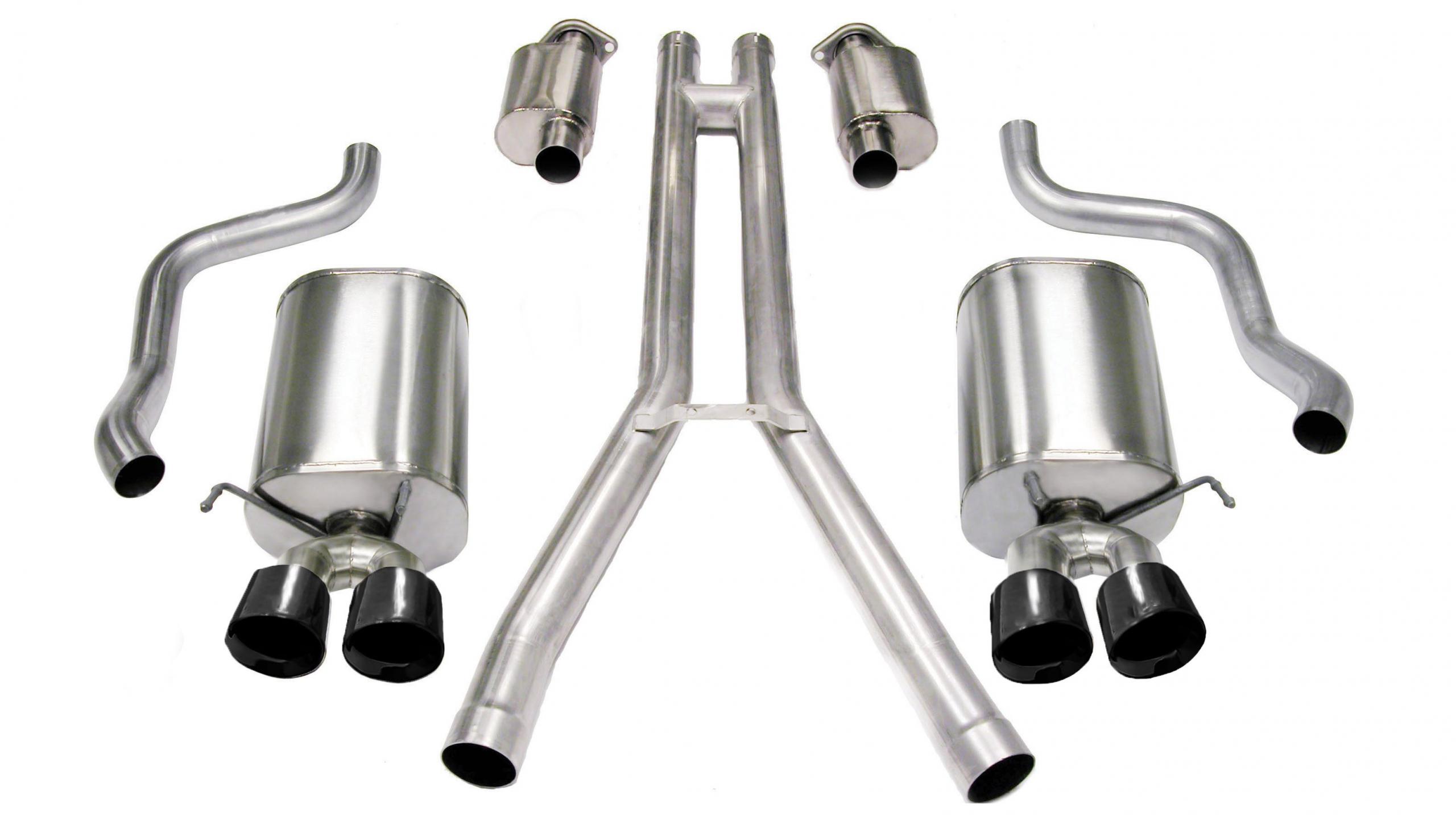 14156BLK 2.5 Inch Cat-Back Sport Dual Exhaust 3.5 Inch Black Tips 2004-08 Cadillac XLR 4.6L V8 Stainless Steel Corsa Performance