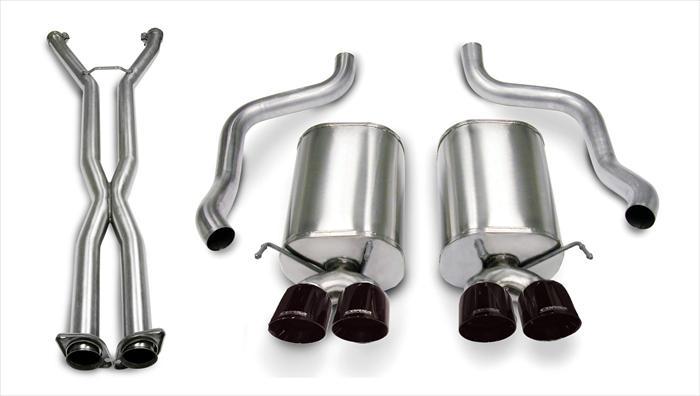 14169CB6BLK 2.5 Inch Cat-Back Sport Dual Exhaust Black 3.5 Inch Tips 05-08 Corvette A6 Auto Trans 6.0L/6.2L Stainless Steel Corsa Performance