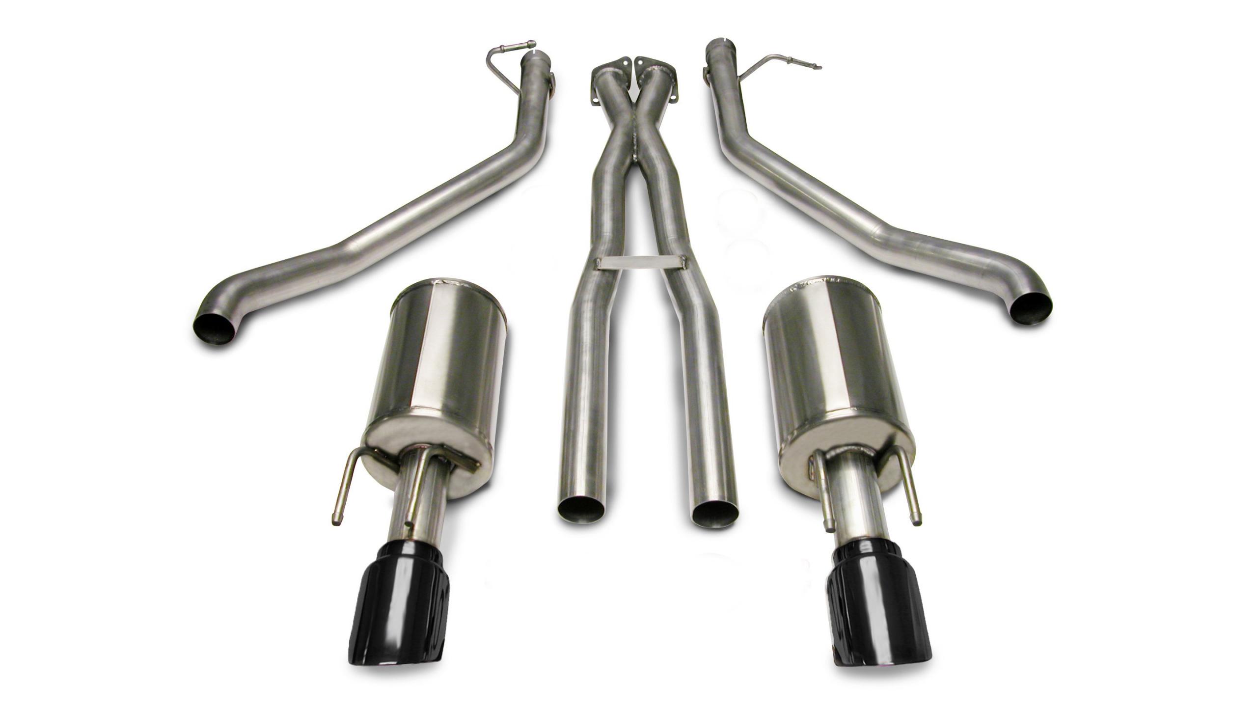 14189BLK 2.5 Inch Cat-Back Plus X-Pipe Sport Exhaust Dual Rear Exit 4.0 Inch Black Tips 05-06 Pontiac GTO 6.0L V8 Stainless Steel Corsa Performance