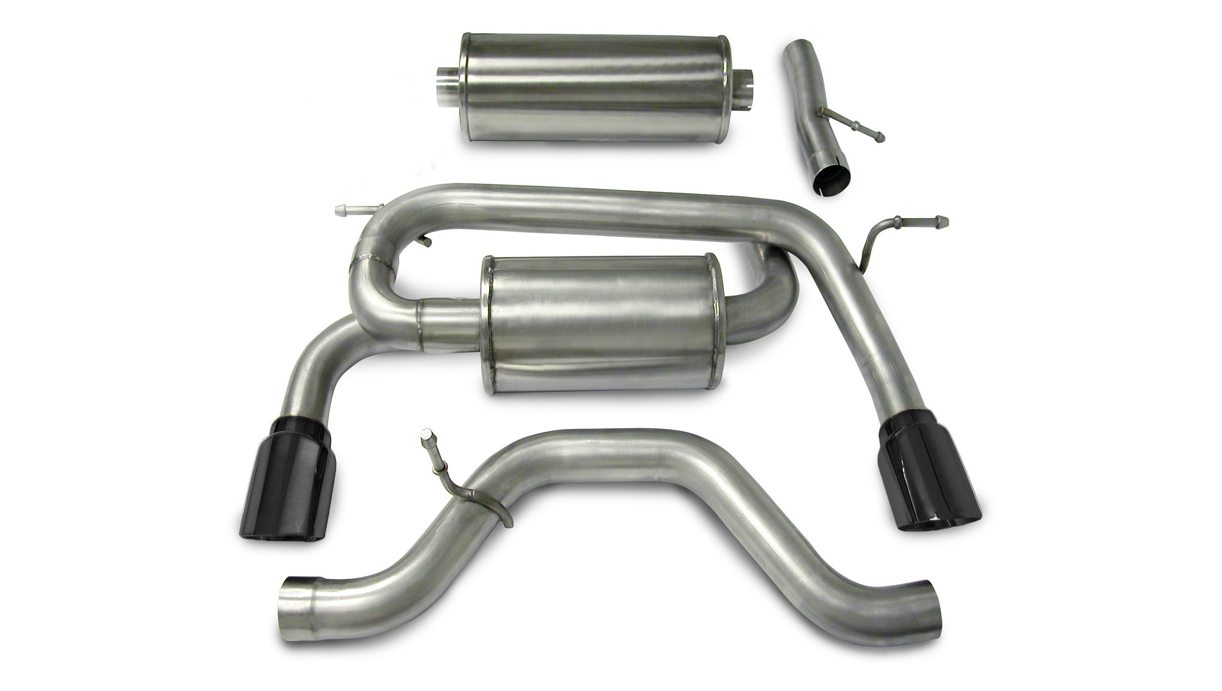 14212BLK 3.0 Inch Cat-Back Sport Dual Rear Exhaust 4.0 Inch Black Tips 06-08 Hummer H3 3.5L/3.7L I-5 Engines Stainless Steel Corsa Performance