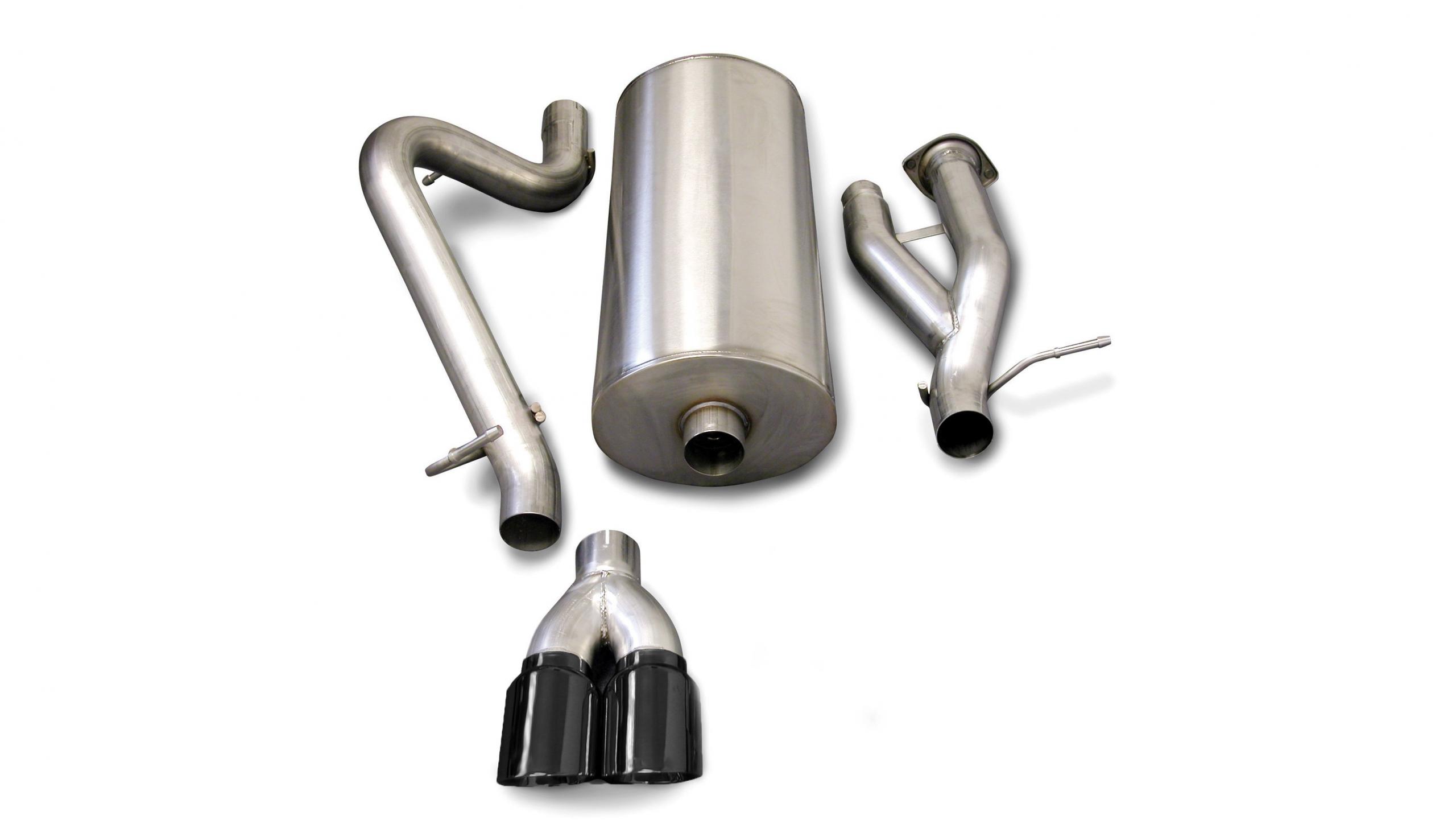 14216BLK 3.0 Inch Cat-Back Sport Single Rear Exhaust 4.0 Inch Black Tips 03-06 Hummer H2 6.0L V8 Stainless Steel Corsa Performance