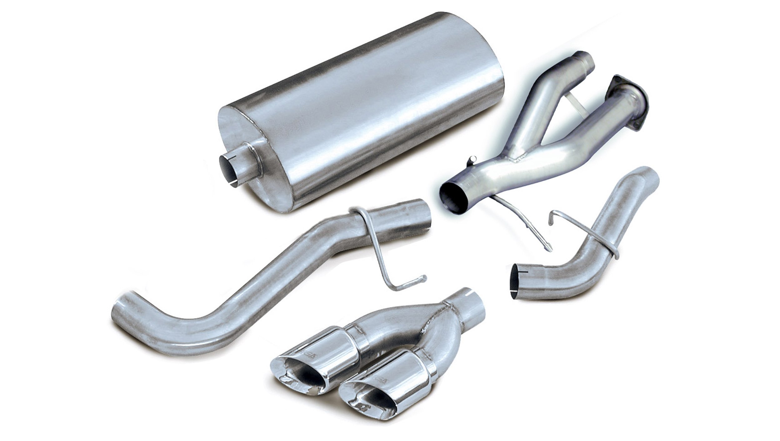 14220 3.0 Inch Cat-Back Sport Single Side Exhaust 4.0 Inch Polished Tips 02-06 Cadillac Escalade/GMC Yukon Denali 6.0L V8 Stainless Steel Corsa Performance