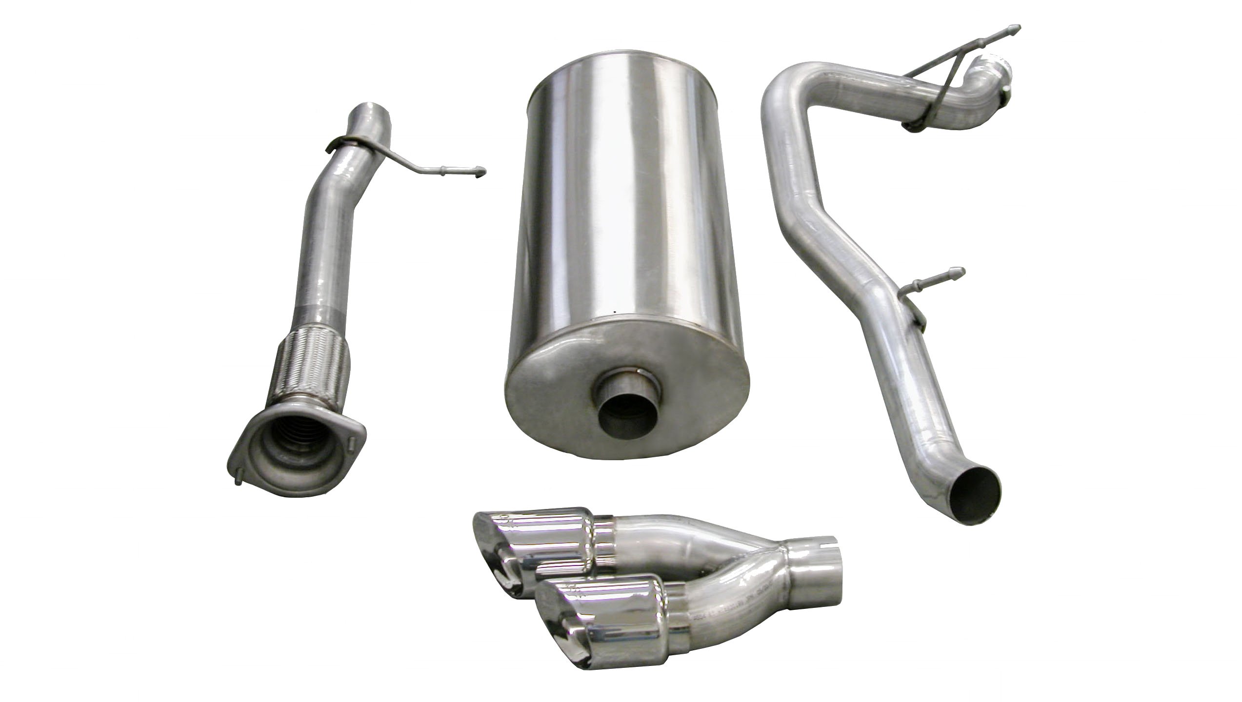 14298 3.0 Inch Cat-Back Sport Single Side Exhaust 4.0 Inch Polished Tips 07-10 Cadillac Escalade ESV/EXT/GMC Yukon XL Denali 6.2L V8 Stainless Steel Corsa Performance