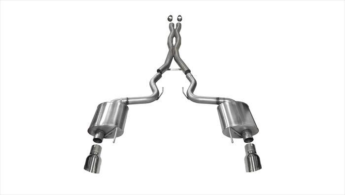 14332 3.0 Inch Cat-Back Sport Dual Exhaust 4.5 Inch Polished Tips 15-17 Ford Mustang GT Fastback 5.0L V8 Stainless Steel Corsa Performance