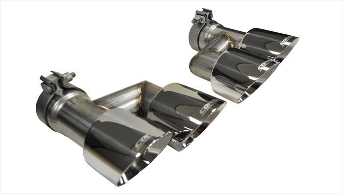 14333 Two Twin 4.0 Inch Polished Tips Clamps Included Dual Rear Exit For Corsa Mustang GT Exhaust Only Stainless Steel Corsa Performance