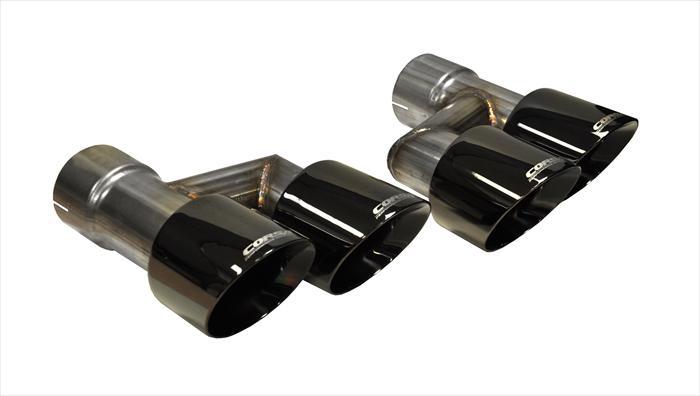 14333BLK Two Twin 4.0 Inch Black Tips Clamps Included Dual Rear Exit For Corsa Mustang GT Exhaust Only Stainless Steel Corsa Performance