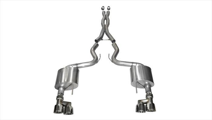 14335 3.0 Inch Cat-Back Xtreme Dual Exhaust 4.0 Inch Polished Tips 15-Present Ford Mustang GT Fastback (No Valves) 5.0L V8 Stainless Steel Corsa Performance