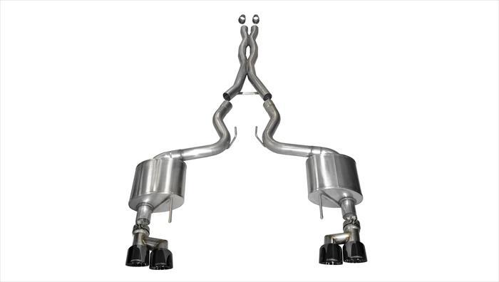 14335BLK 3.0 Inch Cat-Back Xtreme Dual Exhaust 4.0 Inch Black Tips 15-Present Ford Mustang GT Fastback (No Valves) 5.0L V8 Stainless Steel Corsa Performance