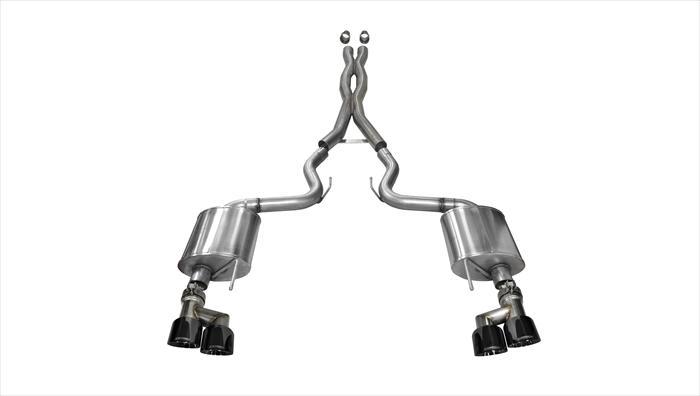 14337BLK 3.0 Inch Cat-Back Sport Dual Exhaust 4.0 Inch Black Tips 15-Present Ford Mustang GT Fastback (No Valves) 5.0L V8 Stainless Steel Corsa Performance