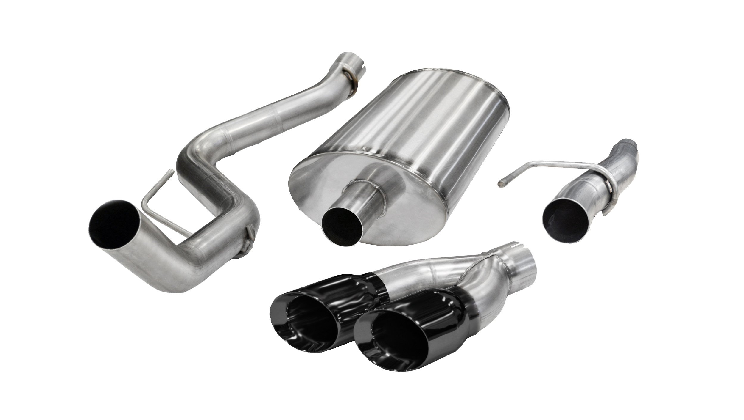 14393BLK 3.0 Inch Cat-Back Sport Single Side Exit Exhaust 4.0 Inch Black Tips 11-14 Ford F150 5.0L V8 144.5/156.5/163.1 Inch Wheelbase Stainless Steel Corsa Performance