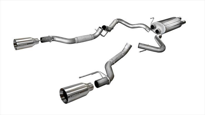 14397 3.0 Inch Cat-Back Sport Dual Rear Exhaust 5 Inch Satin Polished Tips 17-Present Ford F150 Raptor EcoBoost 3.5L V6 Turbo SuperCab 133.0 Inch/SuperCrew 145 Inch Wheelbase Stainless Steel Corsa Performance
