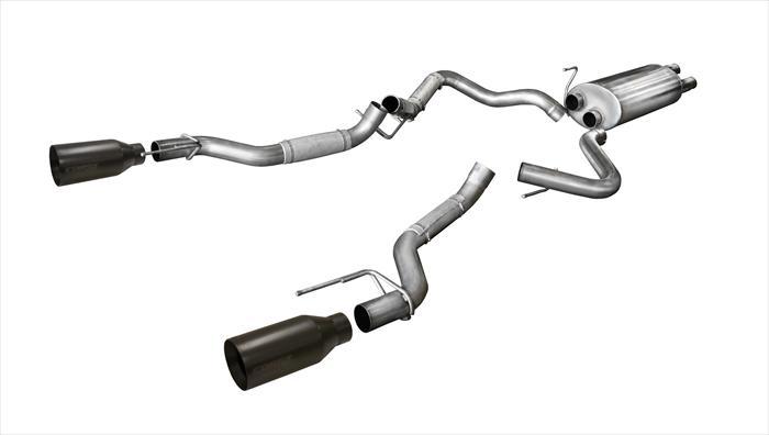 14397BPC 3.0 Inch Cat-Back Sport Dual Rear Exhaust 5 Inch Black Tips 17-Present Ford F150 Raptor EcoBoost 3.5L V6 Turbo SuperCab 133.0 Inch/SuperCrew 145 Inch Wheelbase Stainless Steel Corsa Performance