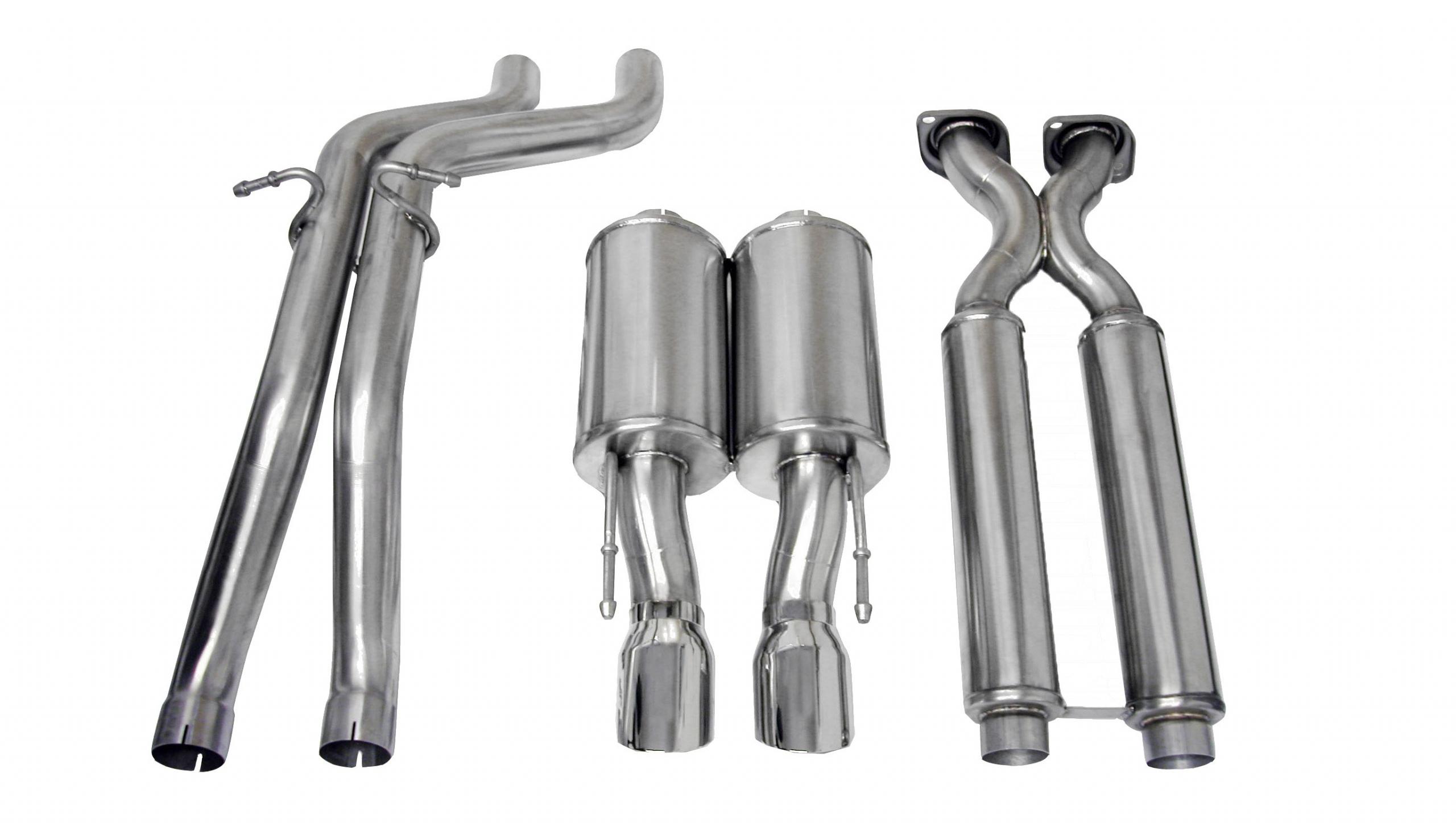 14451 2.5 Inch Cat-Back Sport Dual Center Exhaust 4.0 Inch Polished Tips 06-10 Jeep Grand Cherokee SRT-8 6.1L V8 (Factory Hitch) Stainless Steel Corsa Performance