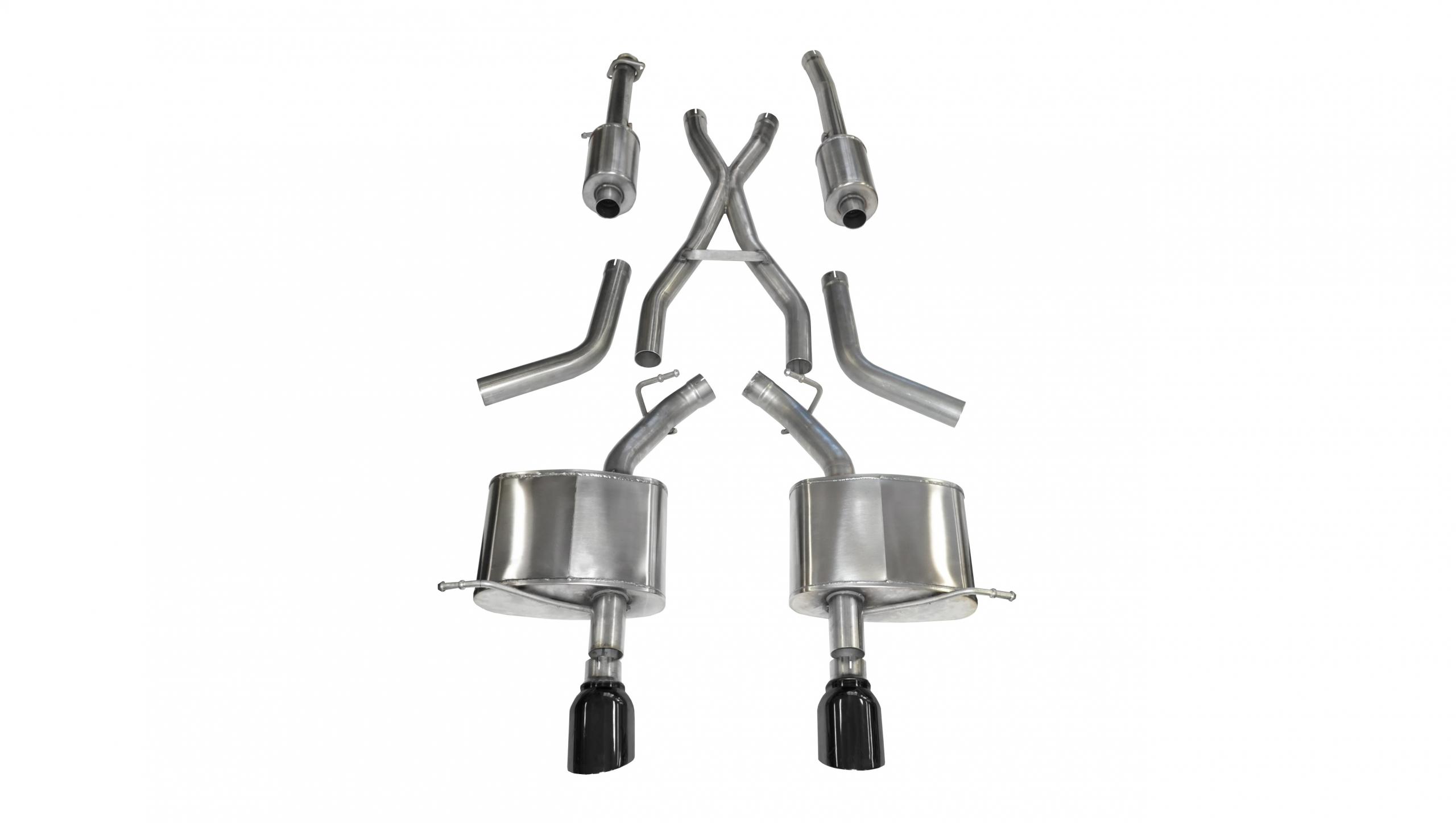 14459BLK 2.5 Inch Cat-Back Sport Dual Rear Exhaust 4.5 Inch Black Tips 11-Present Dodge Durango 5.7L V8 Stainless Steel Corsa Performance