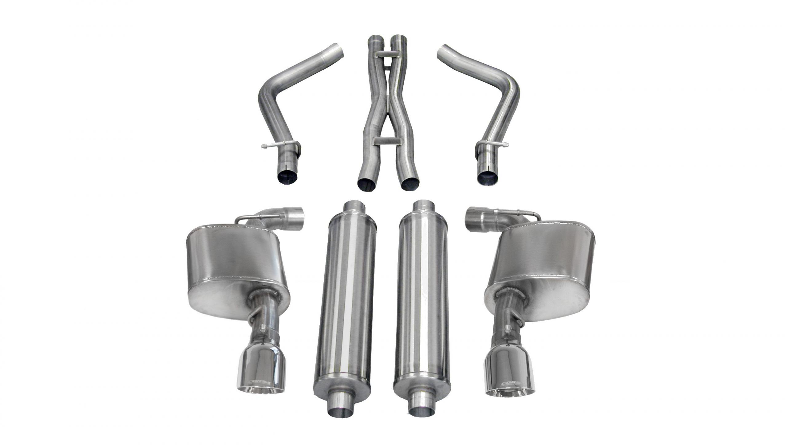 14463 2.75 Inch Cat-Back Sport Dual Exhaust 4.5 Inch Polished Tips 12-14 Chrysler 300/Dodge Charger SRT-8/SRT 6.4L V8 Stainless Steel Corsa Performance