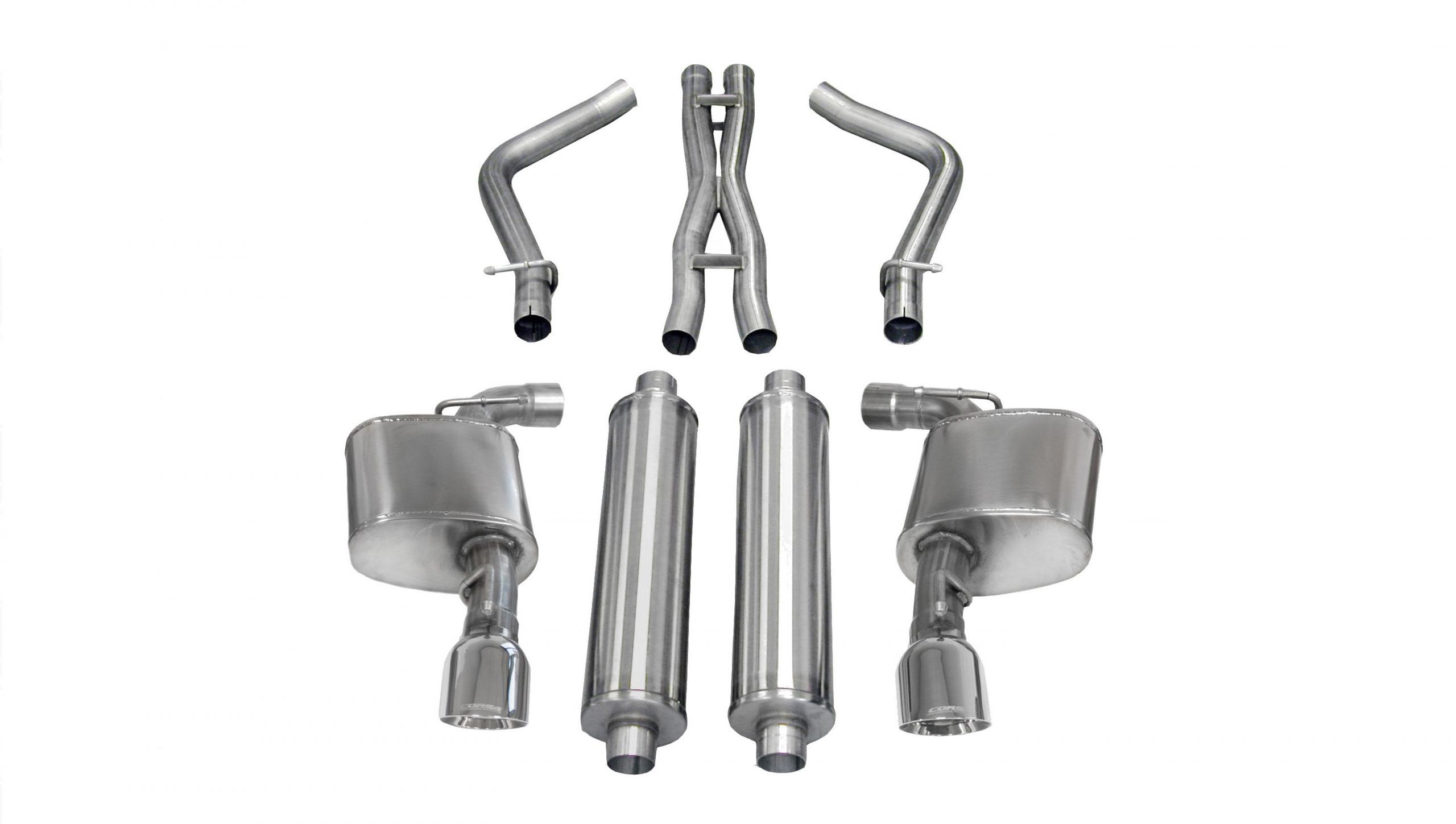 14464 2.75 Inch Cat-Back Extreme Dual Exhaust 4.5 Inch Polished Tips 12-14 Chrysler 300/Dodge Charger SRT-8/SRT 6.4L V8 Stainless Steel Corsa Performance
