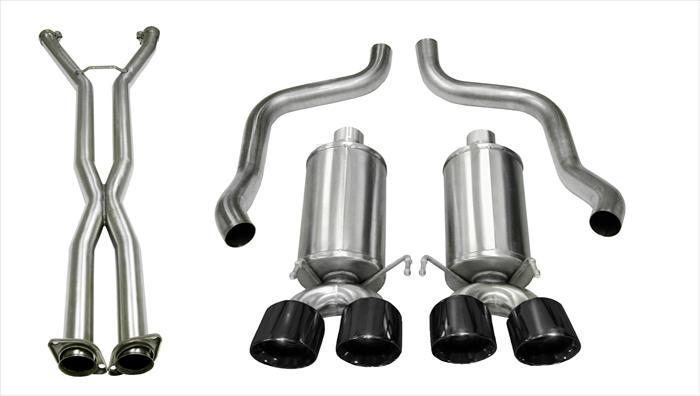 14470CBBLK 2.5 Inch Cat-Back Xtreme Dual Exhaust Black 3.5 Inch Tips 09-13 C6 Corvette 6.2L Stainless Steel Corsa Performance