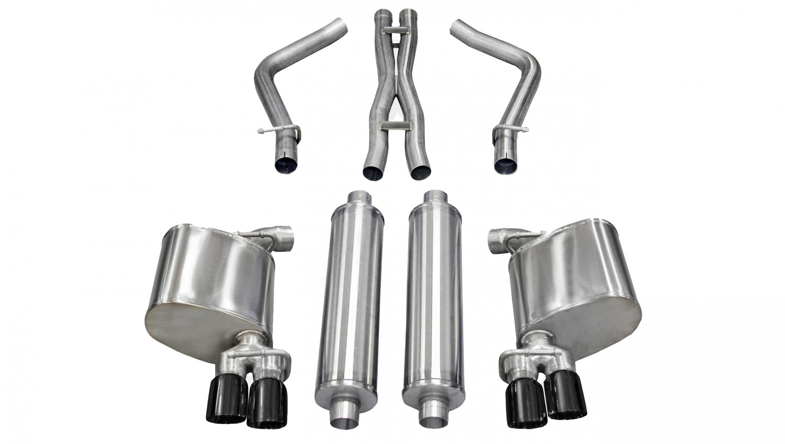14522BLK 2.5 Inch Cat-Back Xtreme Dual Rear Exhaust 3.0 Inch Black Tips 11-14 Dodge Charger R/T 5.7L V8 Stainless Steel Corsa Performance