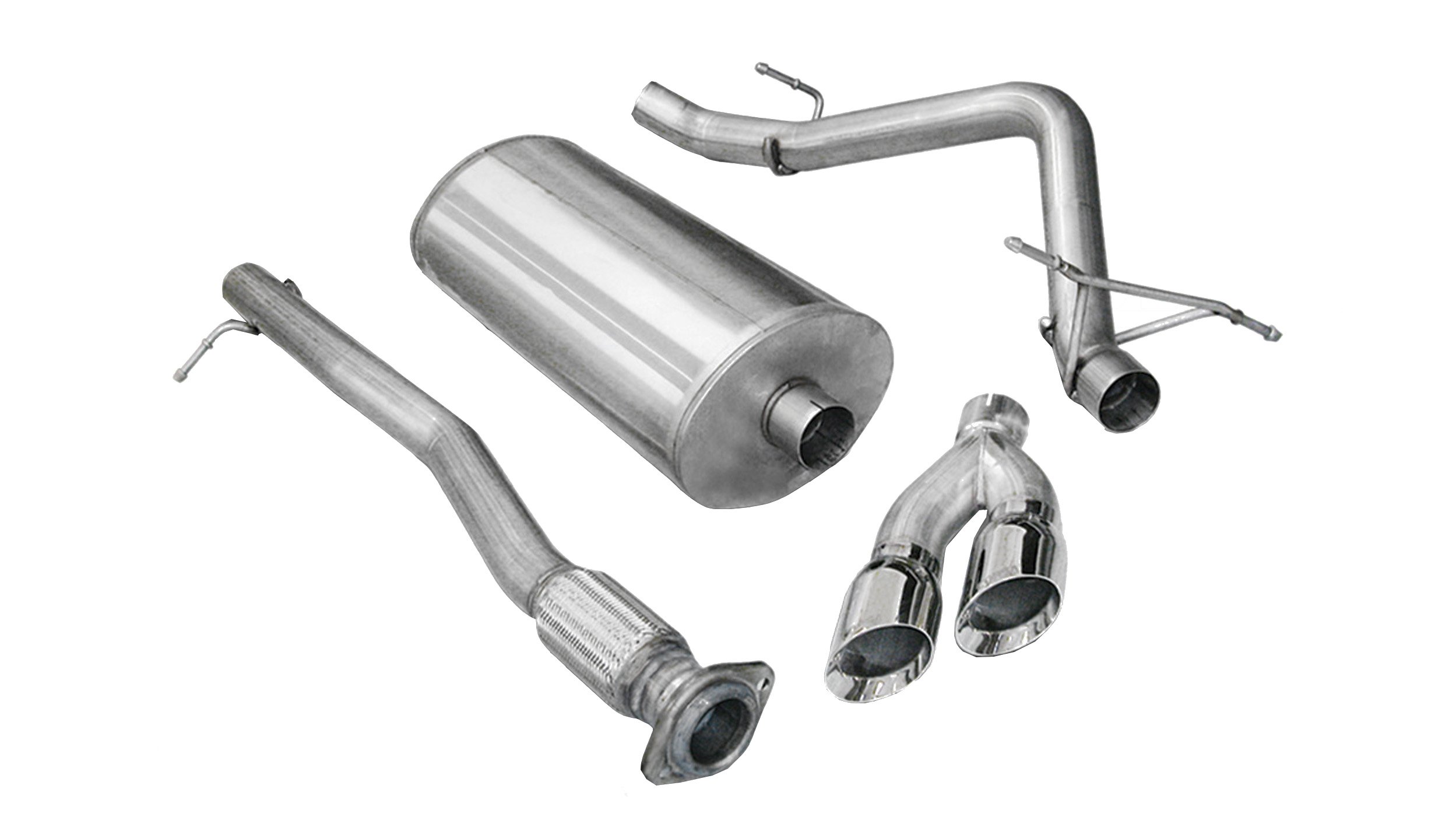 14523 3.0 Inch Cat-Back Sport Single Side Exhaust 4.0 Inch Polished Tips 11-13 Silverado/Sierra Denali 1500 6.2L V8 143.5 Inch WB Stainless Steel Corsa Performance