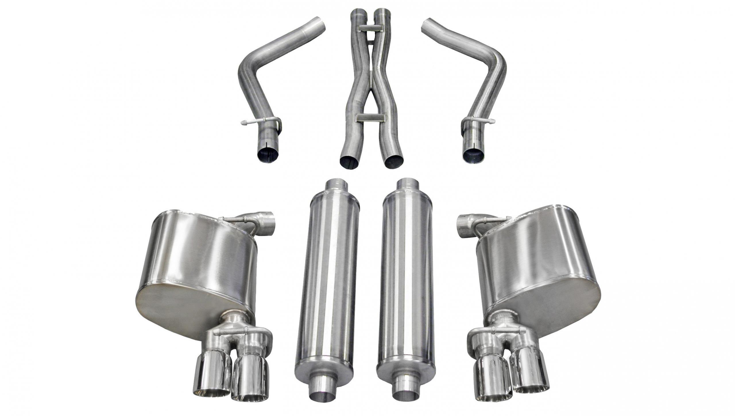 14525 2.5 Inch Cat-Back Sport Dual Rear Exhaust 3.0 Inch Polished Tips 11-14 Dodge Charger R/T 5.7L V8 Stainless Steel Corsa Performance