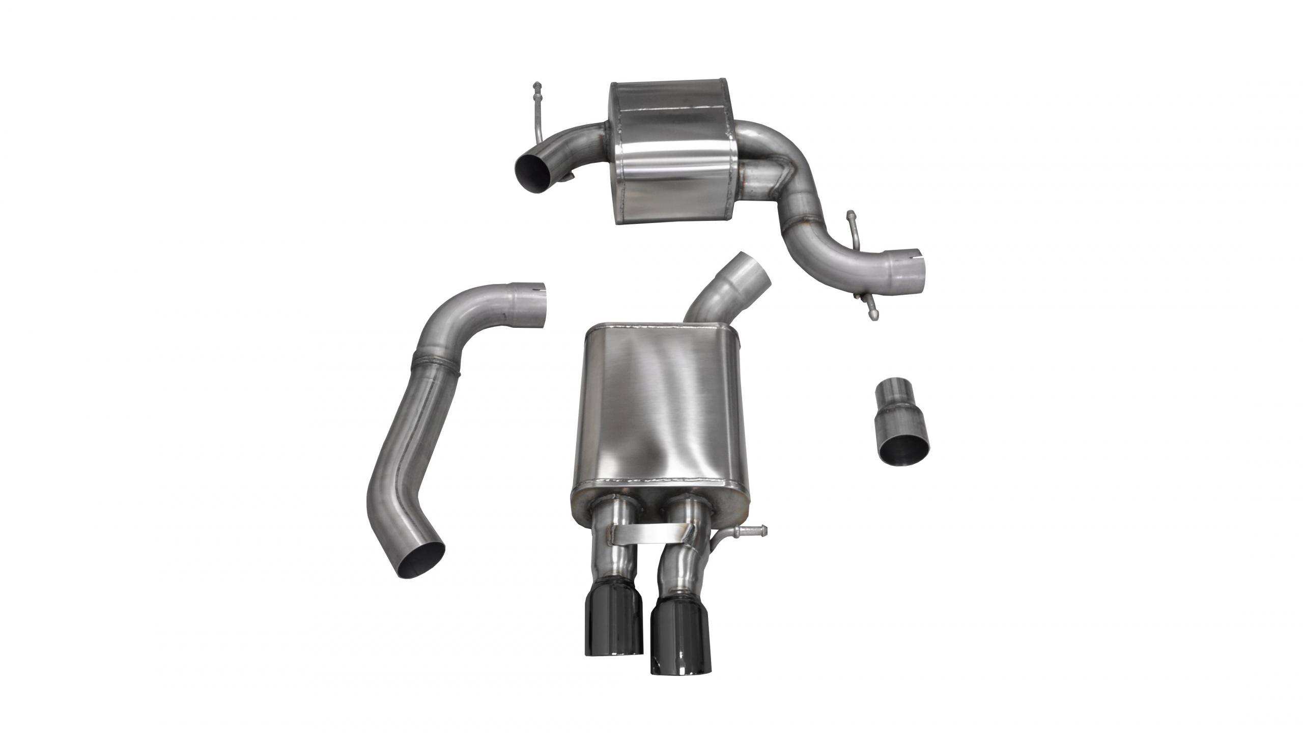 14598BLK 3.0 Inch Cat-Back Touring Single Rear Exhaust 3.0 Inch Black Tips 06-10 Volkswagen Jetta GLI Mk5 2.0T Stainless Steel Corsa Performance