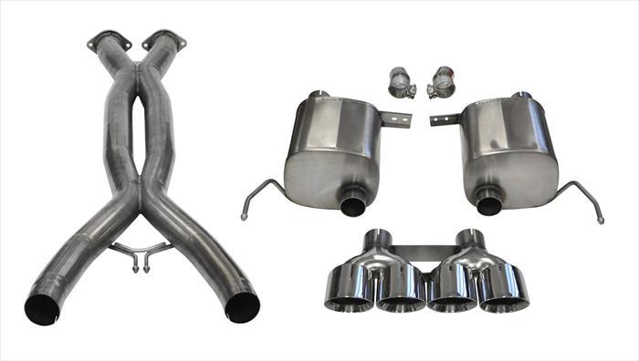 14764CB 2.75 Inch Valve-Back Sport Exhaust w/X-Pipe Dual Rear Exit Quad 4.5 Inch Polished Tips 14-Present Chevy C7 Corvette Plus Grand Sport 6.2L V8 Stainless Steel Corsa Performance
