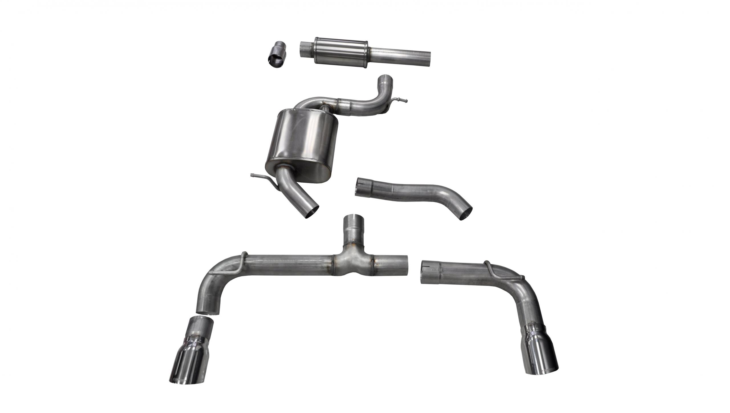 14834 3.0 Inch Cat-Back Sport Dual Rear Exhaust 4.0 Inch Polished Tips 14-Present Volkswagen Golf GTI Mk7 2.0T Stainless Steel Corsa Performance