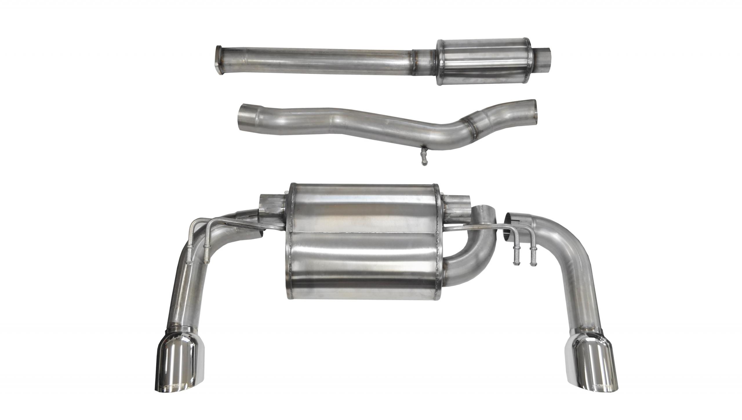 14858 3.0 Inch Cat-Back Sport Dual Rear Exhaust 4.5 Inch Polished Tips 08-15 Mitsubishi Evolution X Sedan GSR Manual/MR Auto 2.0L Stainless Steel Corsa Performance