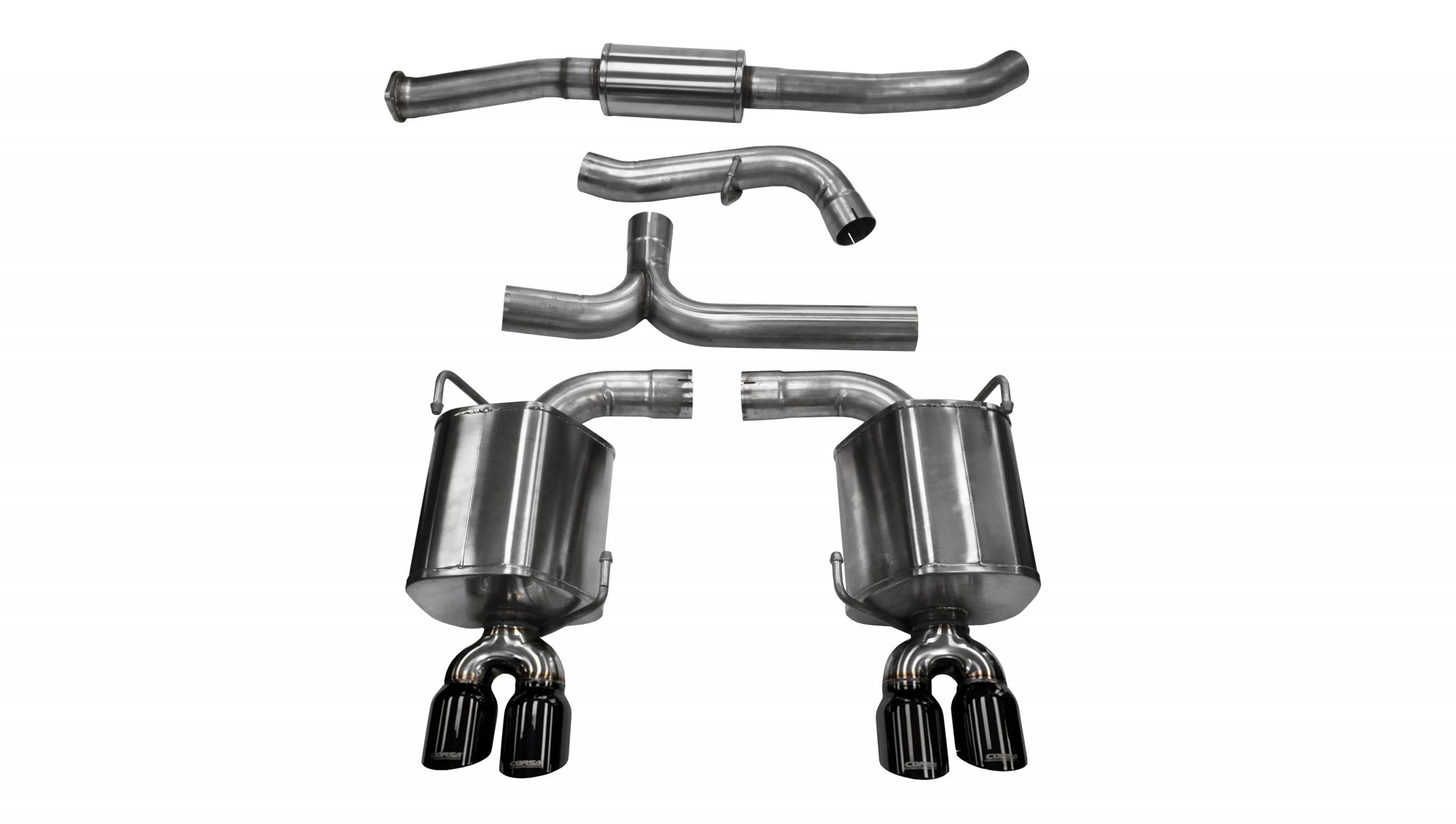 14863BLK 3.0 Inch Cat-Back Sport Dual Rear Exhaust 3.5 Inch Black Tips 11-14 Subaru Impreza STI/WRX Sedan 2.5L Turbo Stainless Steel Corsa Performance