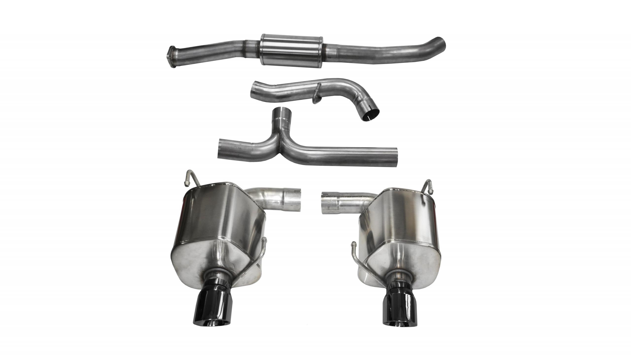 14865BLK 3.0 Inch Cat-Back Sport Dual Rear Exhaust 4.0 Inch Black Tips 08-10 Subaru Impreza WRX Sedan Manual Trans 2.5L Turbo Stainless Steel Corsa Performance