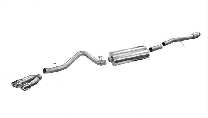 14866 3.5 Inch Cat-Back Sport Single Side Exit Exhaust 4.5 Inch Polished Tips 14-Present Silverado/Sierra 1500 Crew Cab/Double Cab/Standard/Short Bed 6.2L V8 153/143.5 Inch WB Stainless Steel Corsa Performance