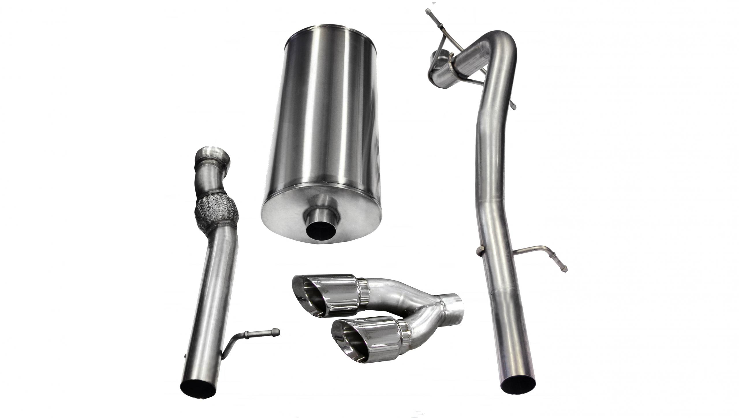 14882 3.0 Inch Cat-Back Sport Single Side Exit Exhaust 4.0 Inch Polished Tips 11-14 Cadillac Escalade EXT/ESV/GMC Yukon XL Denali 6.2L V8 Stainless Steel Corsa Performance