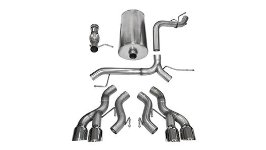 14887 3.0 Inch Cat-Back Sport Dual Rear Exit Exhaust 4.5 Inch Polished Tips 12-14 Cadillac Escalade DUB ESV 6.2L V8 Stainless Steel Corsa Performance