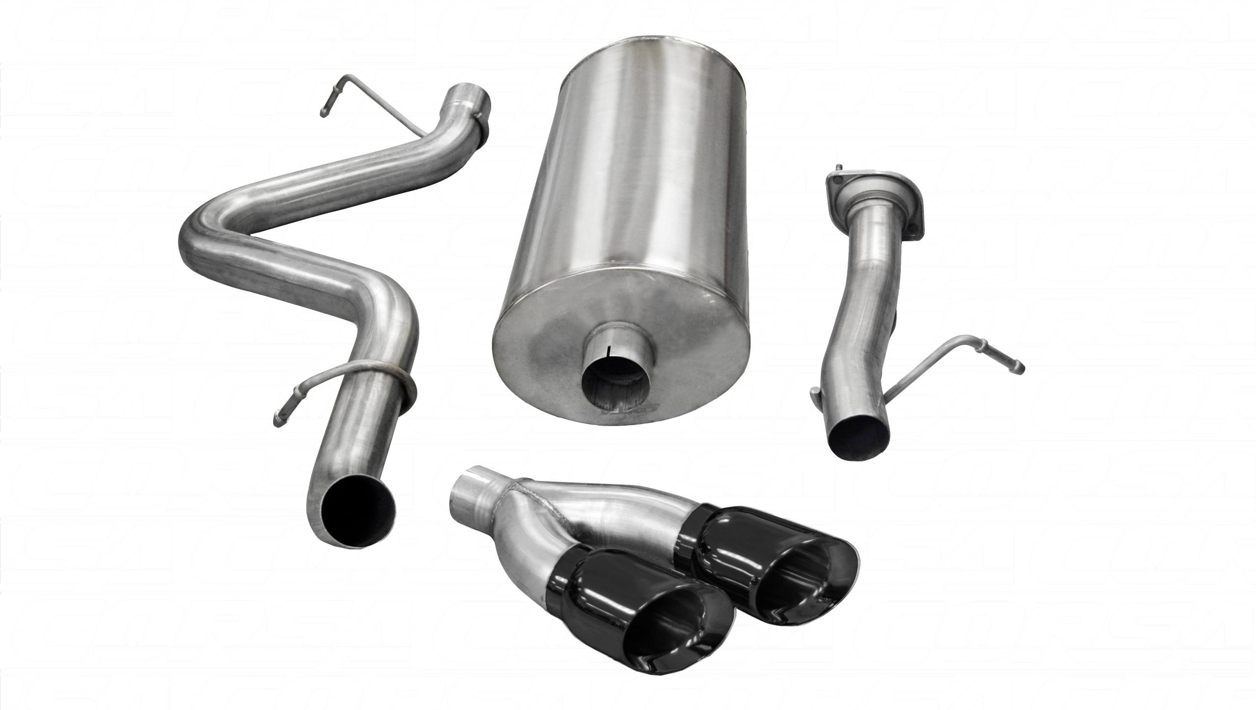 14892BLK 3.0 Inch Cat-Back Sport Single Side Exit Exhaust 4.0 Inch Black Tips 07-10 Silverado/Sierra/Denali 2500 Extended Cab/Standard Bed 6.0L V8 143.5 Inch WB Stainless Steel Corsa Performance