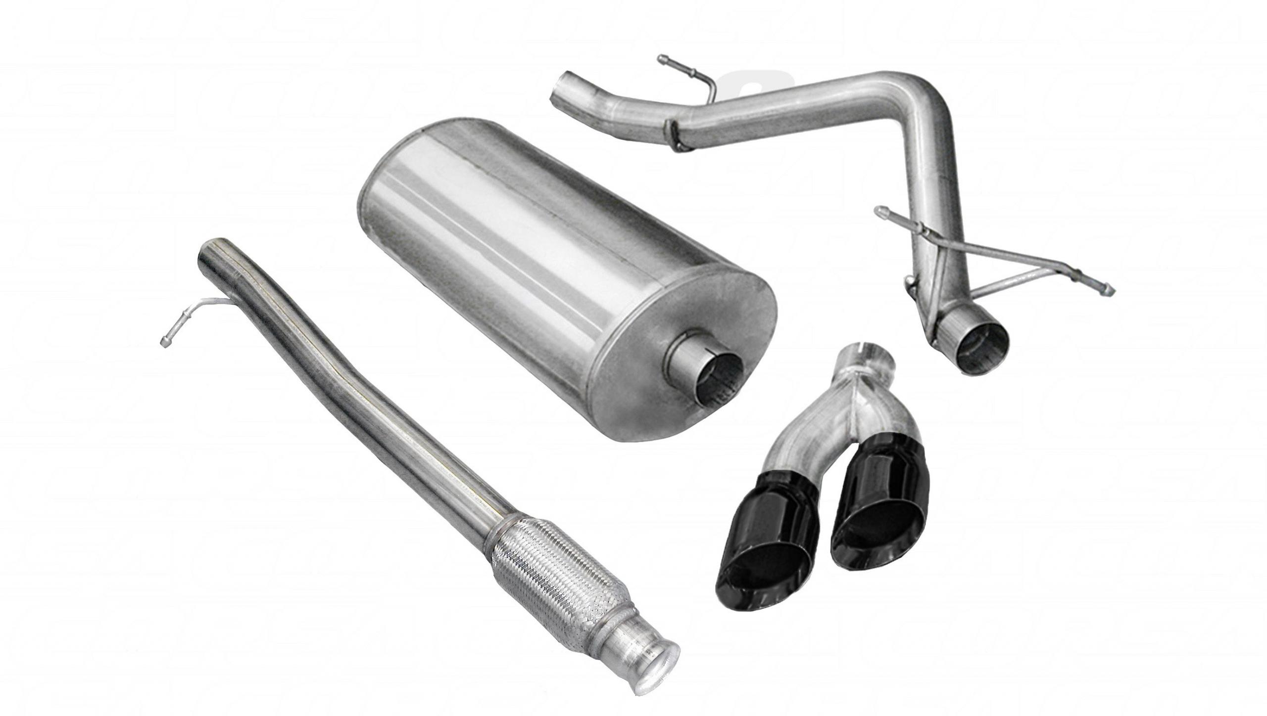 14925BLK 3.0 Inch Cat-Back Sport Single Side Exit Exhaust 4.0 Inch Black Tips 10-13 Silverado/Sierra 1500 Crew Cab/Short Bed/Extended Cab/Standard Bed 4.8L/5.3L/6.0L V8 143.5 Inch WB Stainless Steel Corsa Performance