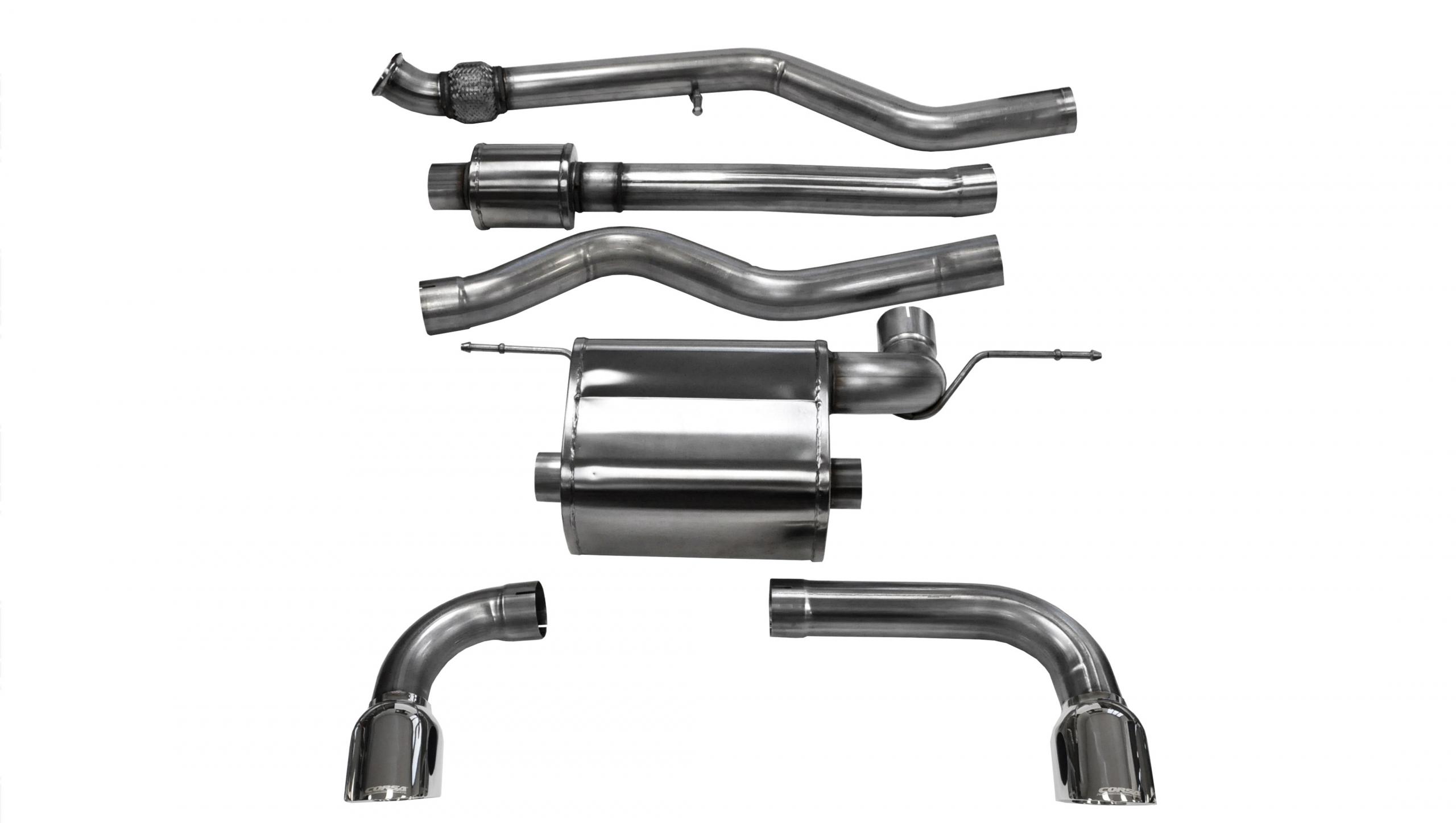 14937 3.0 Inch Cat-Back Touring Dual Rear Exit Exhaust 3.5 Inch Polished Tips 12-18 BMW 335i F30 Sedan RWD Stainless Steel Corsa Performance