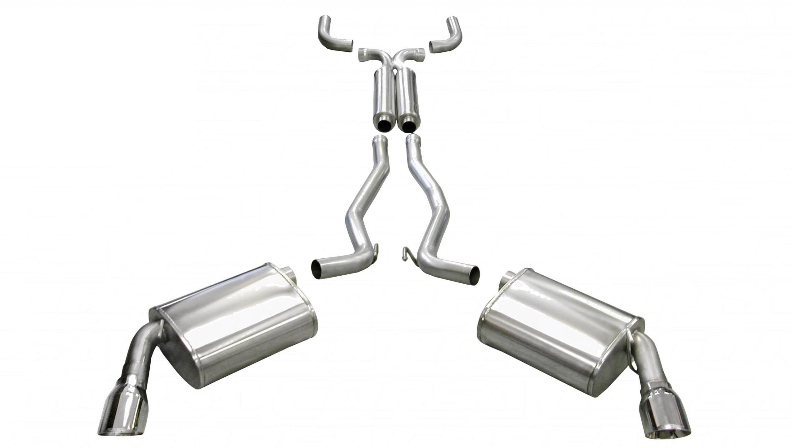 14952 2.5 Inch Cat-Back Plus X-Pipe Sport Exhaust Dual Rear Exit 4.0 Inch Polished Tips 10-15 Chevrolet Camaro SS Coupe Auto Trans 6.2L V8 Stainless Steel Corsa Performance