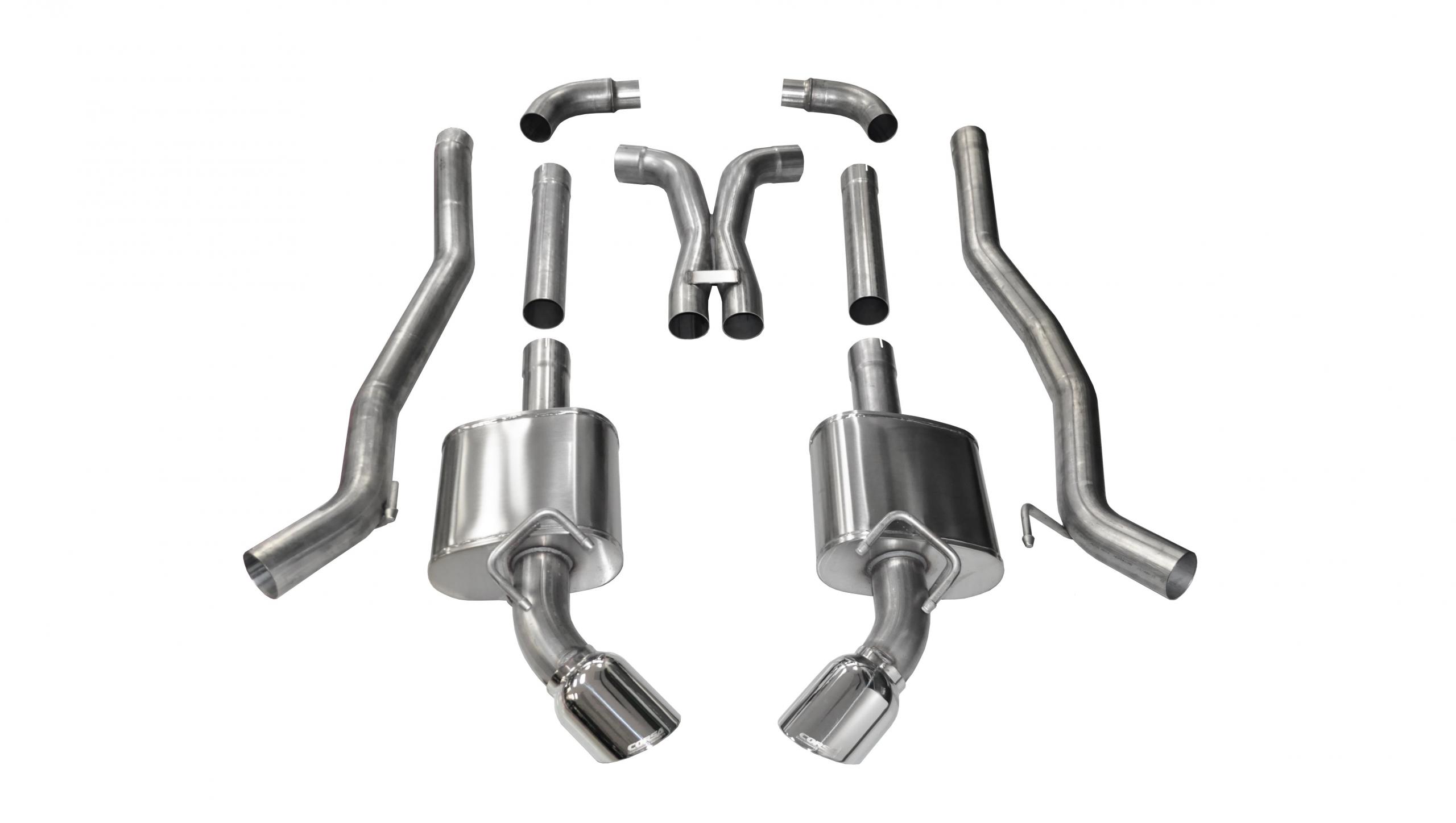 14968 3.0 Inch Cat-Back Plus X-Pipe Xtreme Exhaust Dual Rear Exit 4.5 Inch Polished Tips 10-15 Chevrolet Camaro SS Coupe Manual Trans 6.2L V8 Stainless Steel Corsa Performance