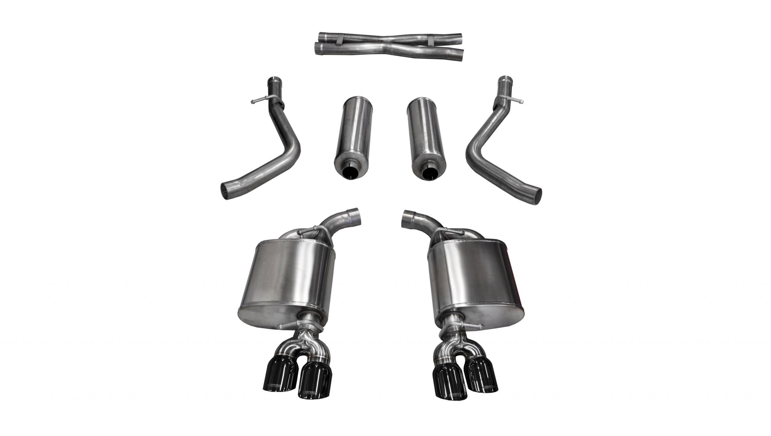 14985BLK 2.5 Inch Cat-Back Xtreme Dual Rear Exit Exhaust 3.5 Inch Black Tips 15-16 Dodge Challenger R/T 5.7L V8 Stainless Steel Corsa Performance