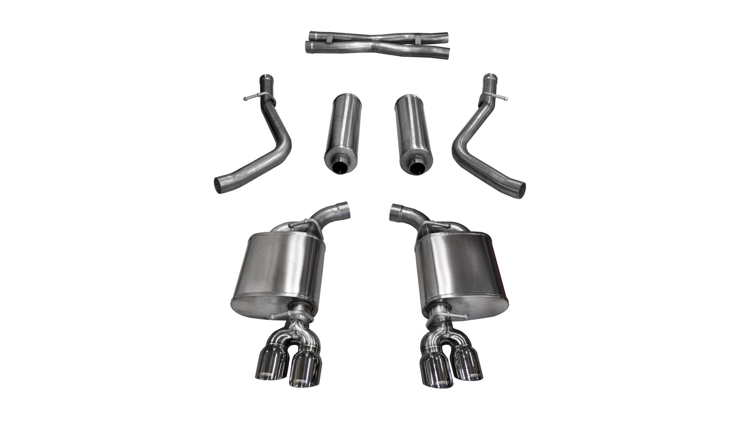14985 2.5 Inch Cat-Back Xtreme Dual Rear Exit Exhaust 3.5 Inch Polished Tips 15-16 Dodge Challenger R/T 5.7L V8 Stainless Steel Corsa Performance