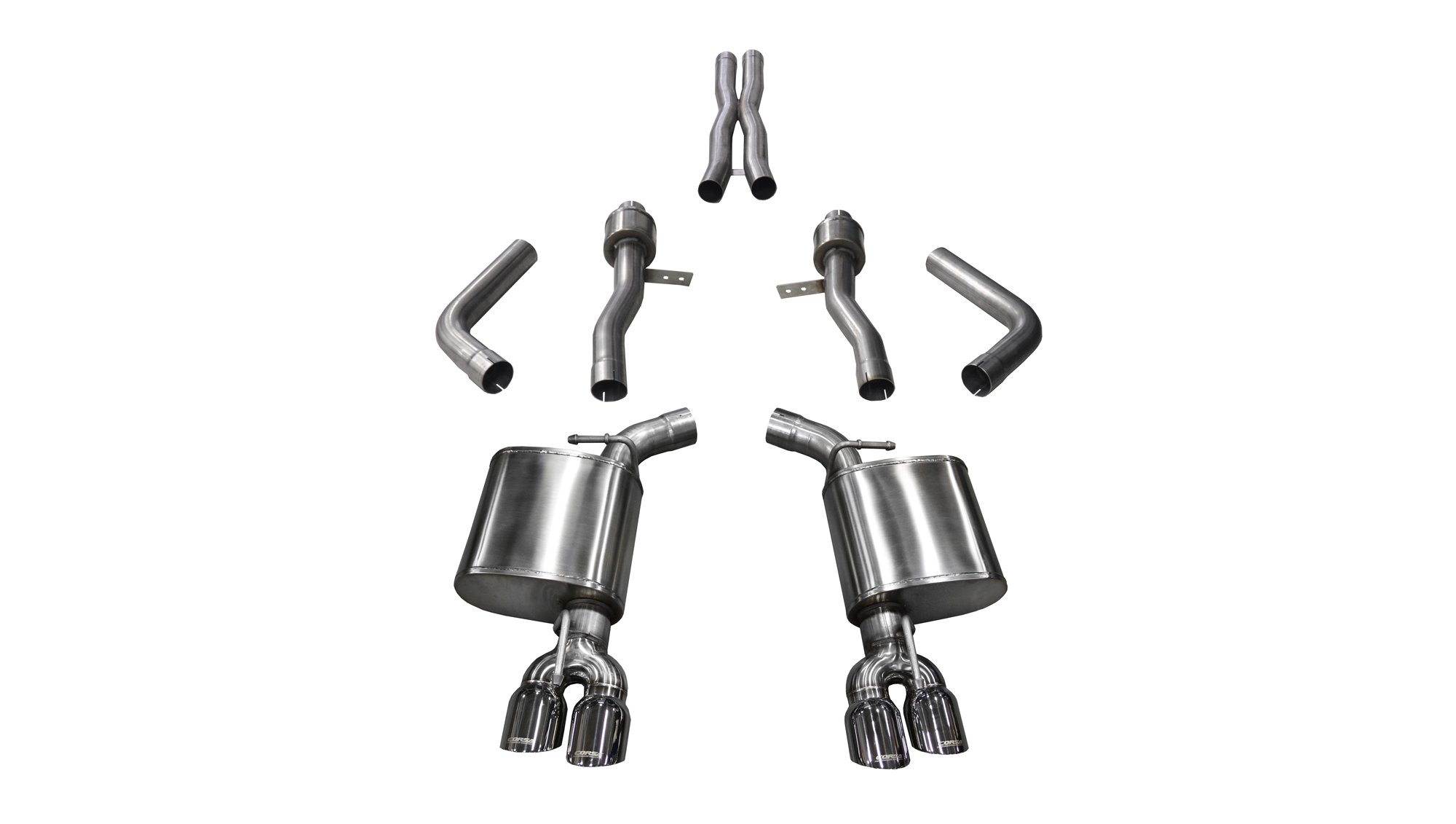 14987 2.75 Inch Cat-Back Sport Dual Rear Exit Exhaust 3.5 Inch Polished Tips 15-Present Dodge Challenger SRT 392/R/T Scat Pack/SRT Hellcat 6.2L/6.4L V8 Stainless Steel Corsa Performance