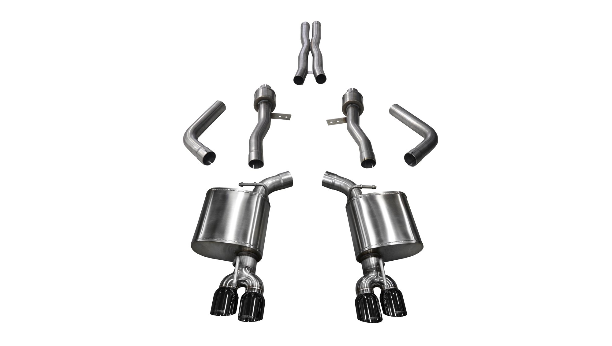 14987BLK 2.75 Inch Cat-Back Sport Dual Rear Exit Exhaust 3.5 Inch Black Tips 15-Present Dodge Challenger SRT 392/R/T Scat Pack/SRT Hellcat 6.2L/6.4L V8 Stainless Steel Corsa Performance