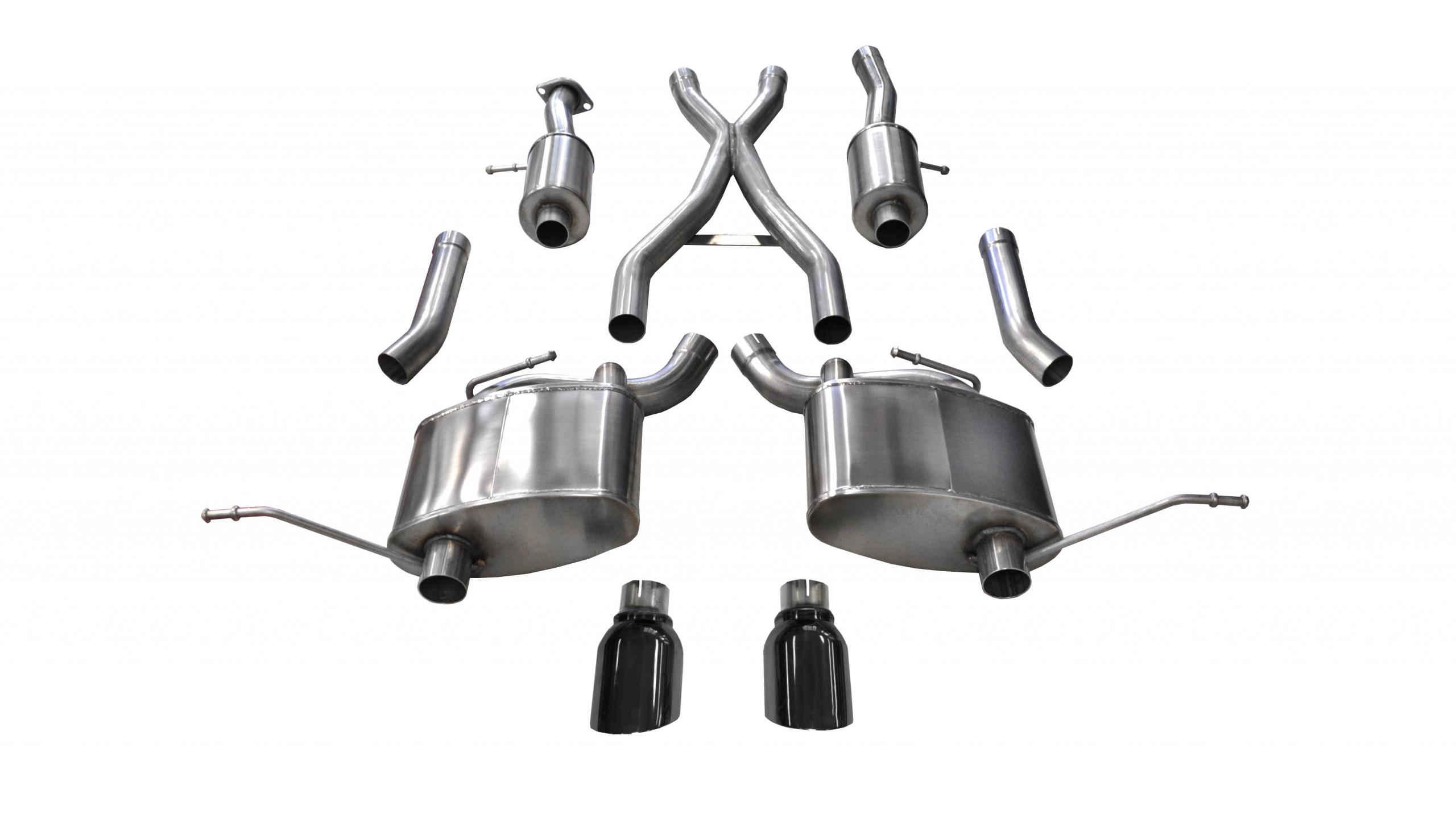 14991BLK 2.5 Inch Cat-Back Sport Dual Rear Exit Exhaust 4.5 Inch Black Tips 11-Present Jeep Grand Cherokee 5.7L V8 Stainless Steel Corsa Performance