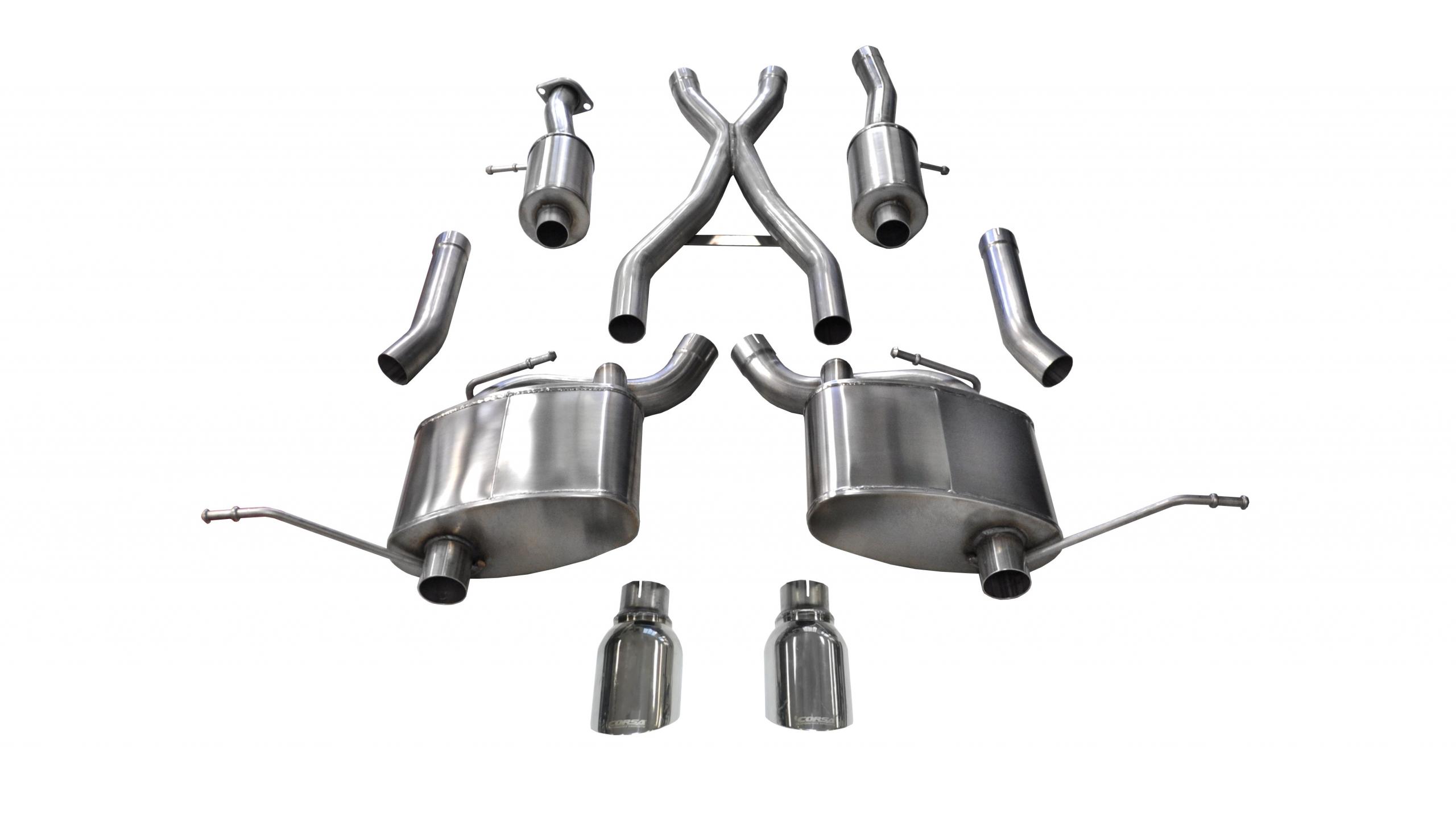 14991 2.5 Inch Cat-Back Sport Dual Rear Exit Exhaust 4.5 Inch Polished Tips 11-Present Jeep Grand Cherokee 5.7L V8 Stainless Steel Corsa Performance