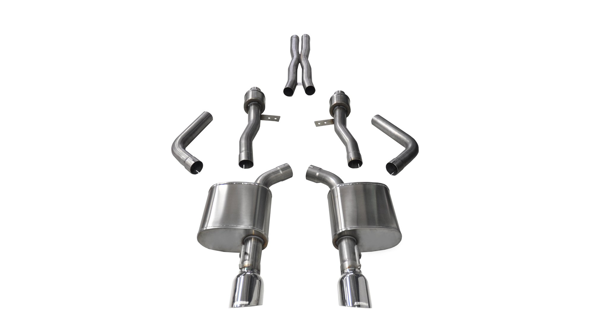 14995 2.75 Inch Cat-Back Sport Dual Rear Exit Exhaust 4.5 Inch Polished Tips 15-Present Dodge Charger SRT 392/R/T Scat Pack/SRT Hellcat 6.2L/6.4L V8 Stainless Steel Corsa Performance