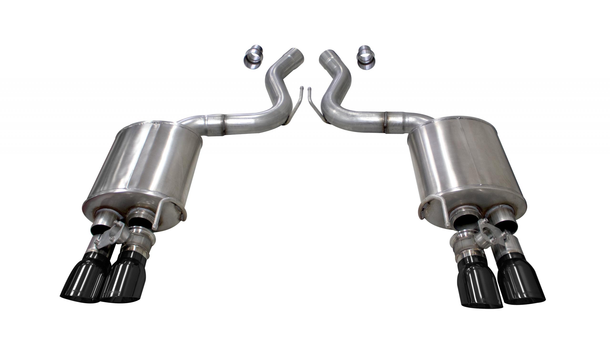 21002BLK 3.0 Inch Valved Axle-Back Sport Dual Exhaust Black 4.0 Inch Tips 18-Present Mustang GT Fastback Active Valves 5.0L V8 Stainless Steel Corsa Performance