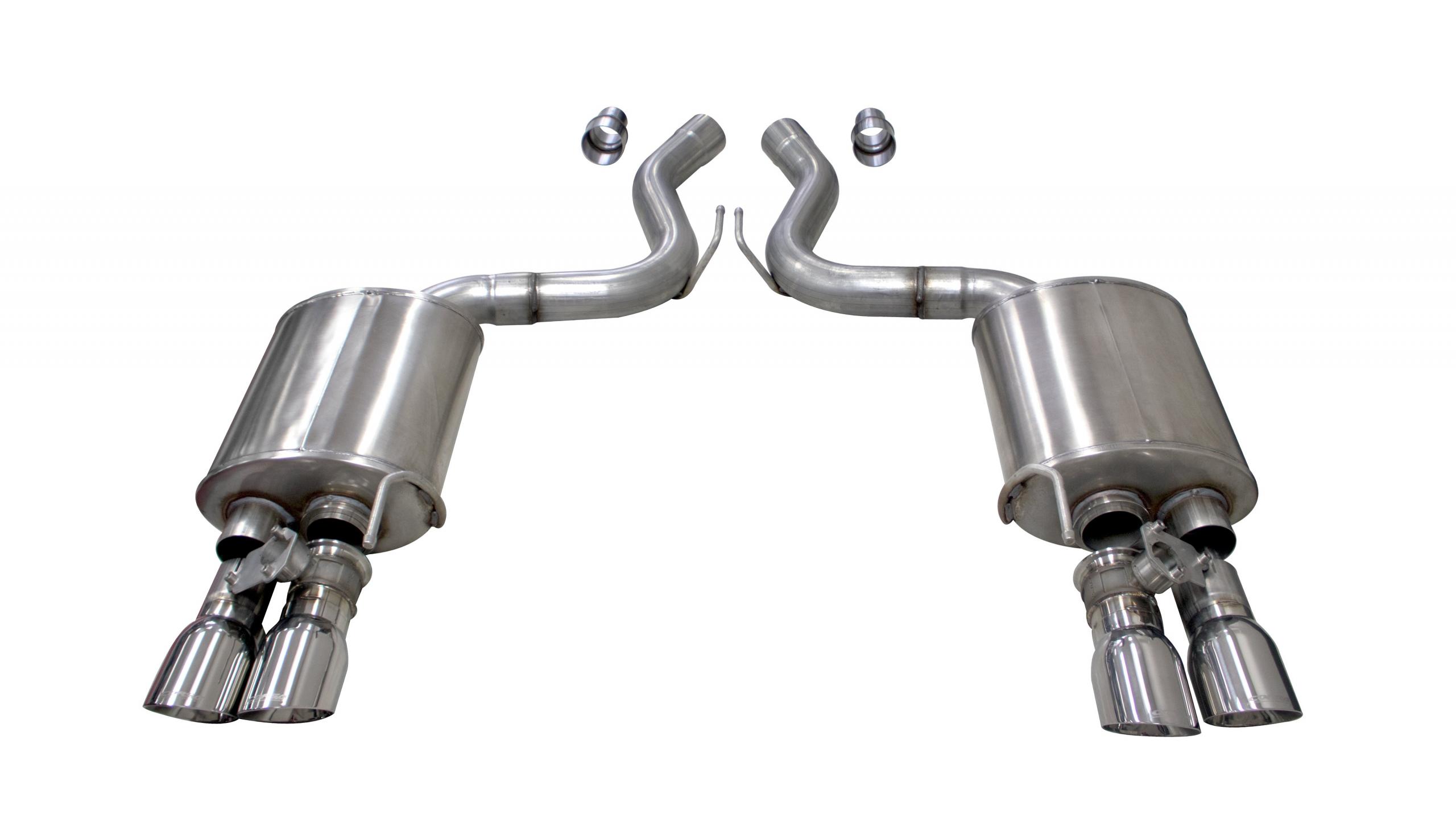 21002 3.0 Inch Valved Axle-Back Sport Dual Exhaust Polished 4.0 Inch Tips 18-Present Mustang GT Fastback Active Valves 5.0L V8 Stainless Steel Corsa Performance