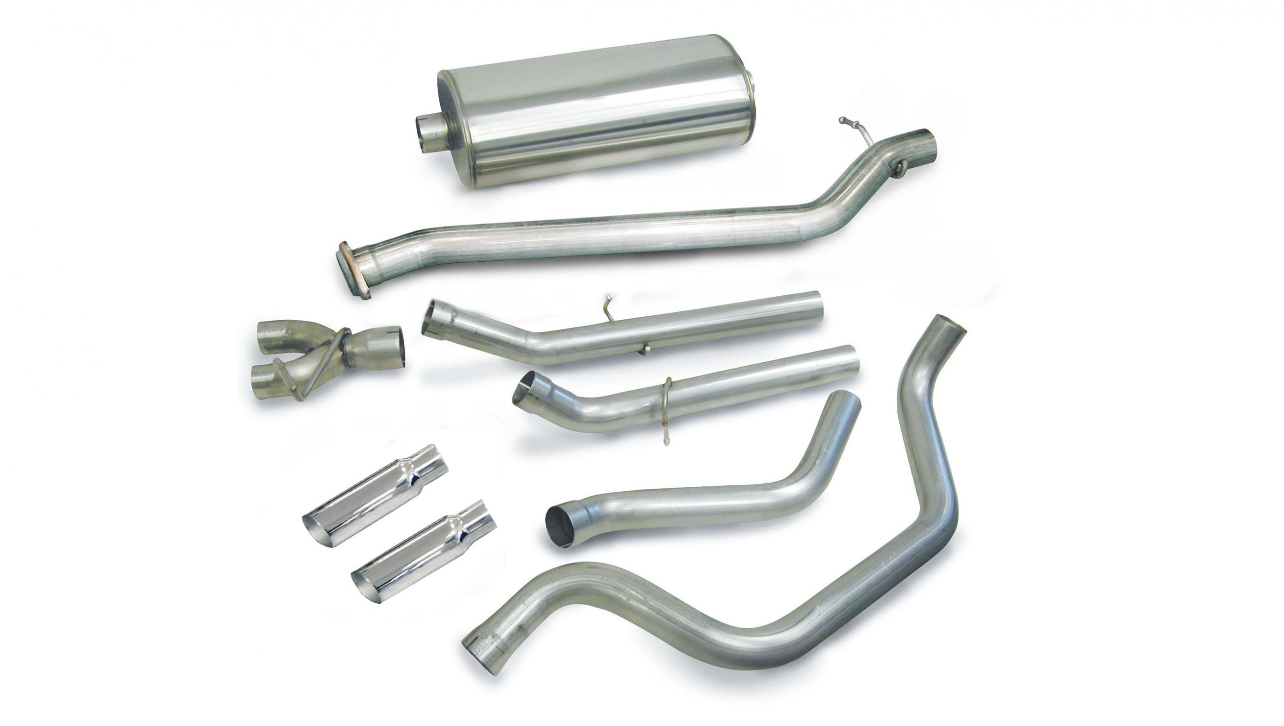 24273 3.0 Inch Cat-Back Sport Dual Rear Exit Exhaust 4.0 Inch Slash Cut Polished Tips 99-06 Silverado/Sierra 1500 Crew Cab/Short Bed/Extended Cab/Standard Bed 4.8L/5.3L V8 143.5 Inch WB Stainless Steel dB by Corsa Performance