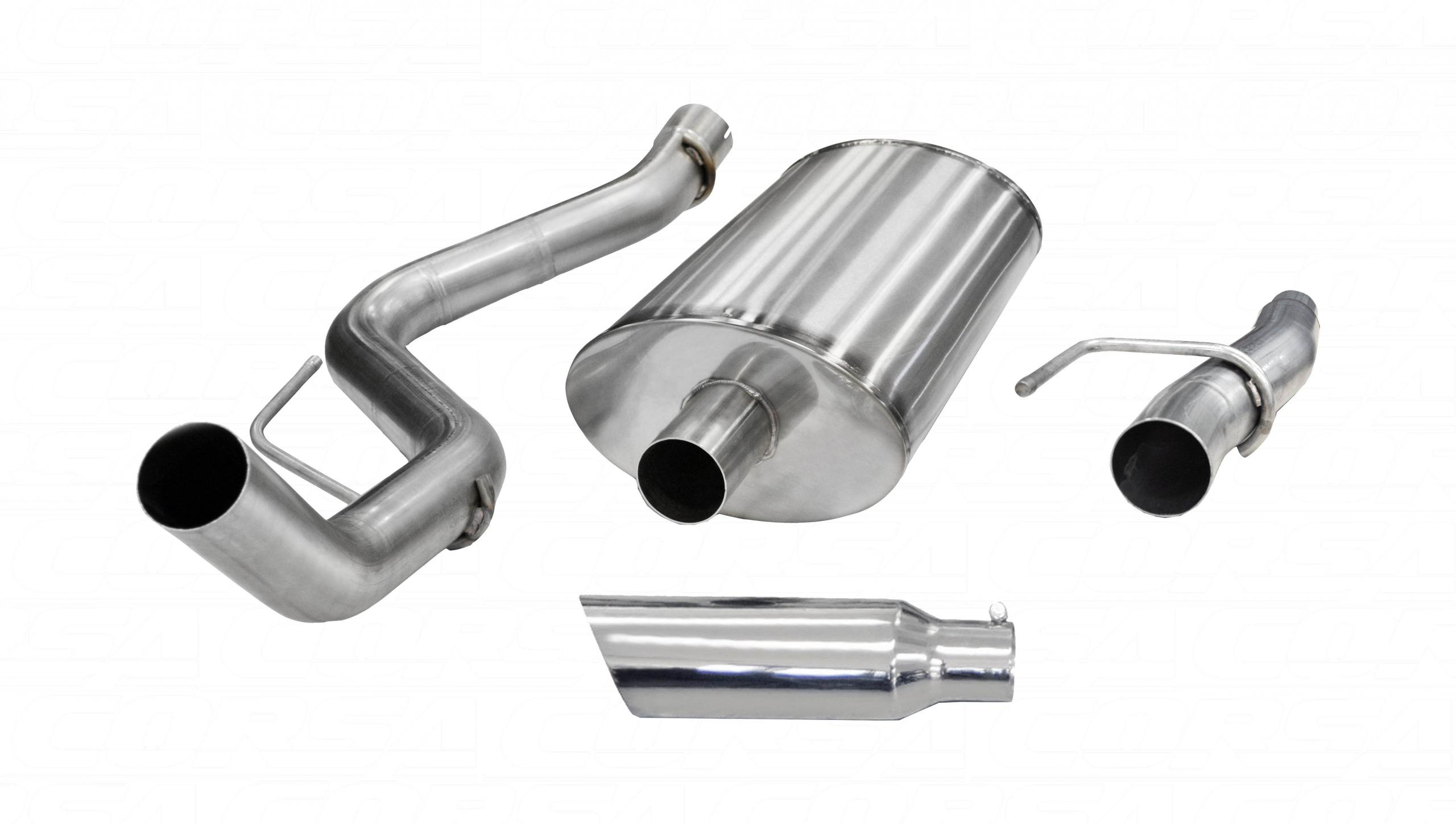 24394 3.0 Inch Cat-Back Sport Single Side Exit Exhaust 4.0 Inch Slash Cut Polished Tip 11-14 Ford F150 6.2L V8 w/144.5/156.5 Inch WB Stainless Steel dB by Corsa Performance