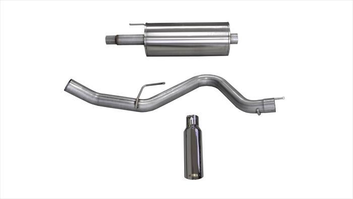 24837 3.0 Inch Cat-Back Sport Single Side Exit Exhaust 4.0 Inch Slash Cut Polished Tip Ford F150 SuperCrew/SuperCab 5.0L V8 w/145/156.8/163.7 Inch WB Stainless Steel dB by Corsa Performance